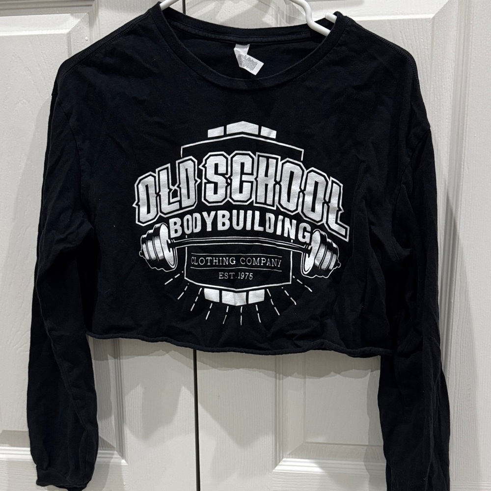 Old School Bodybuilding Black Crop Top